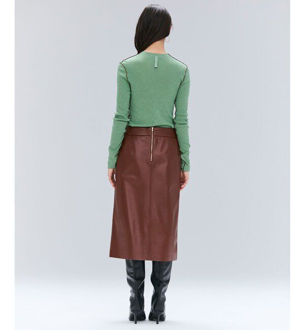 BEIGE,「【Precious 9月号掲載】CLYDE / ステッチベルトラムレザースカート」|スカート|