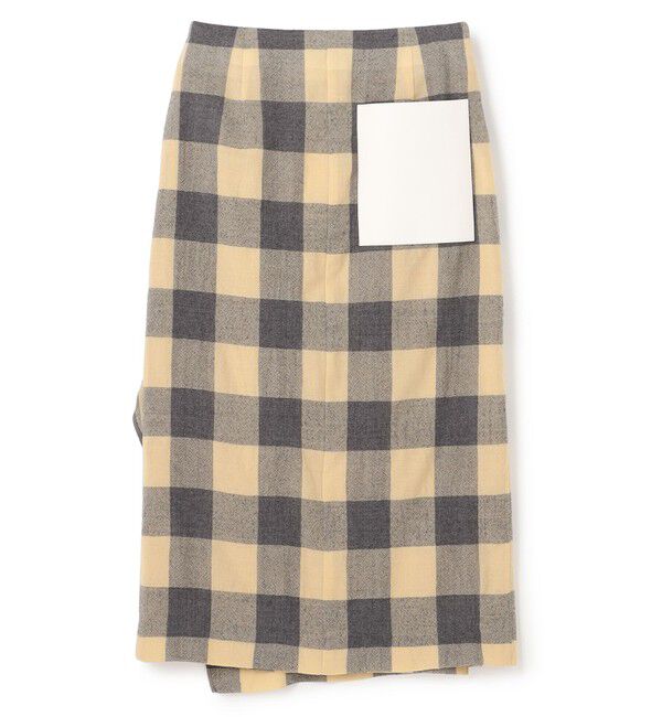 BEIGE,「HOBBS / フェイクレザーポケットウールチェックラップスカート」|スカート|