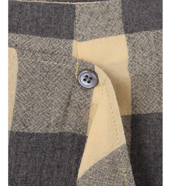 BEIGE,「HOBBS / フェイクレザーポケットウールチェックラップスカート」|スカート|