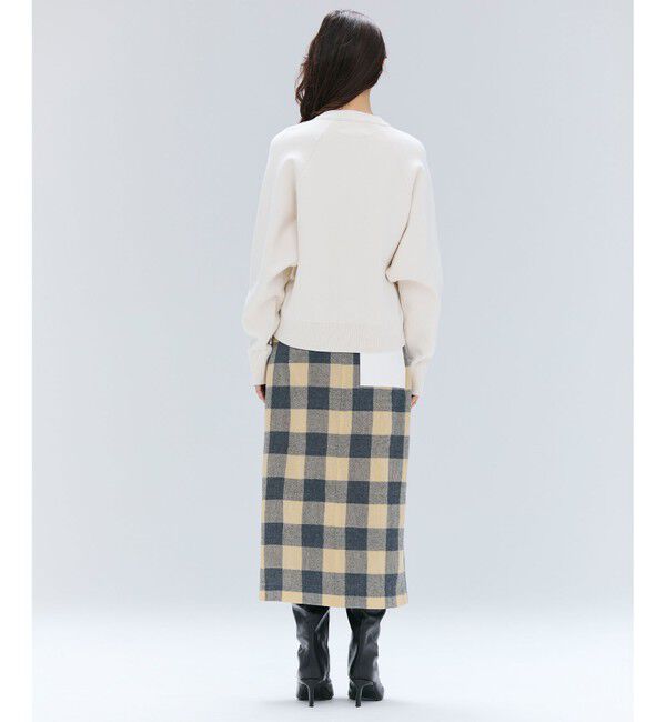 BEIGE,「HOBBS / フェイクレザーポケットウールチェックラップスカート」|スカート|