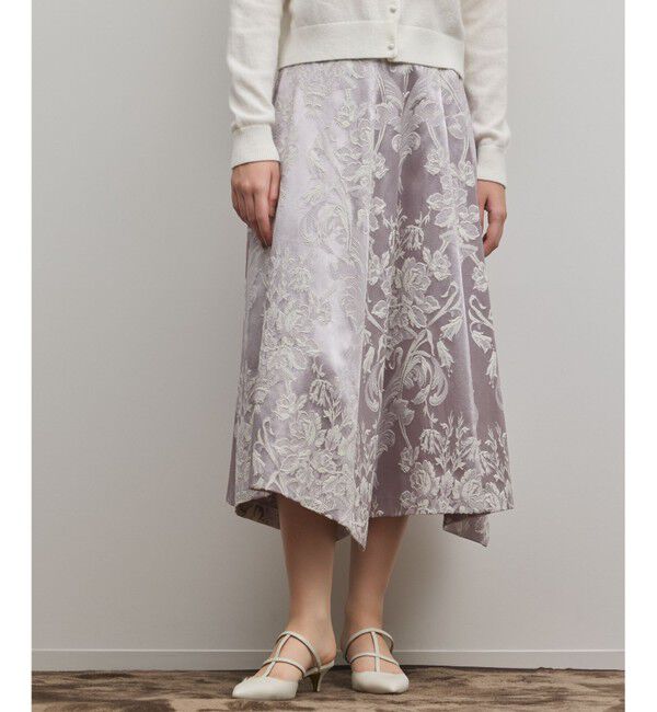 GRACE CONTINENTAL「オーナメントジャガードハンカチヘムスカート」|スカート|ラベンダー