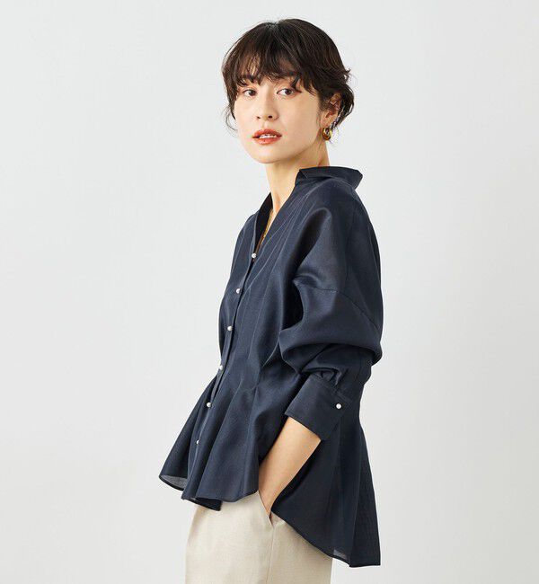 NOLLEY'S「ウォッシャブルパール釦スキッパータックブラウス」|シャツ・ブラウス|