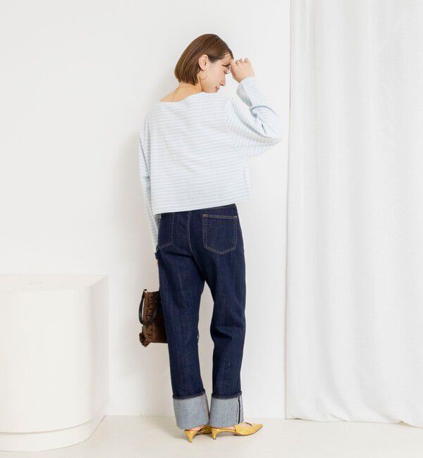 NOLLEY'S「【nolnol/ノルノル】ウォッシャブルシルケットボーダーショートT」|Tシャツ・カットソー|