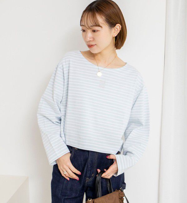 NOLLEY'S「【nolnol/ノルノル】ウォッシャブルシルケットボーダーショートT」|Tシャツ・カットソー|