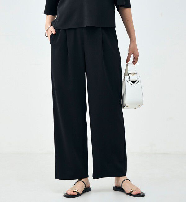 NOLLEY'S「《セットアップ対応》ウォッシャブルイージーツイルセミワイドパンツ」|その他|ブラック