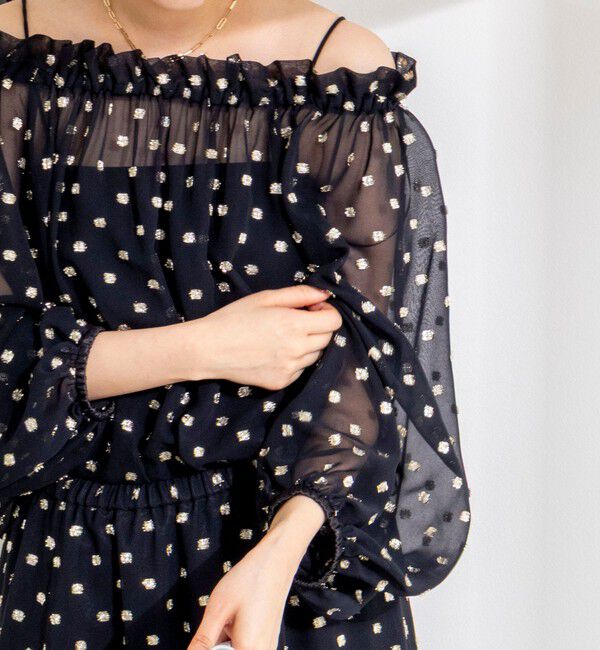 NOLLEY'S sophi「《セットアップ対応》ラメカットジャガードオフショルブラウス」|シャツ・ブラウス|