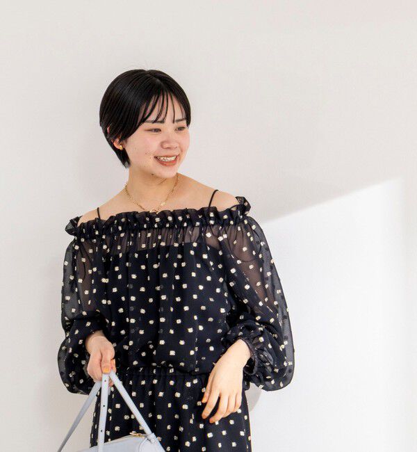 NOLLEY'S sophi「《セットアップ対応》ラメカットジャガードオフショルブラウス」|シャツ・ブラウス|