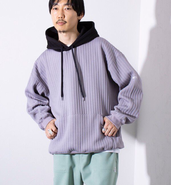 GLOSTER「【GLOSTER/グロスター】ストライプ キルティング  プルオーバーパーカー フーディ 」|パーカー|グレー系その他