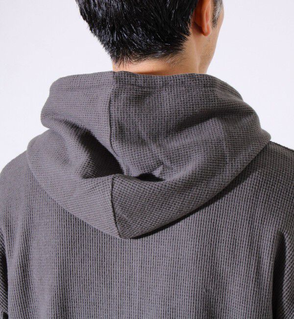 GLOSTER「【レイヤードに最適】起毛ワッフル 裾ドロストジップパーカー」|パーカー|