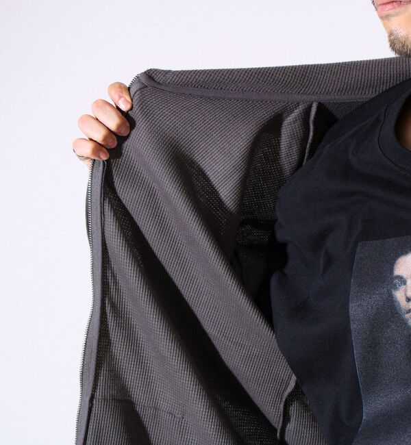 GLOSTER「【レイヤードに最適】起毛ワッフル 裾ドロストジップパーカー」|パーカー|