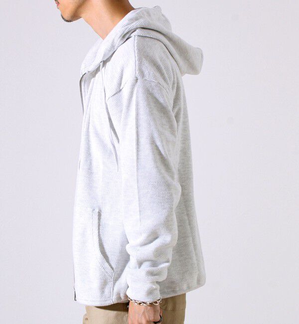 GLOSTER「【レイヤードに最適】起毛ワッフル 裾ドロストジップパーカー」|パーカー|