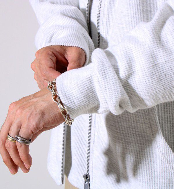 GLOSTER「【レイヤードに最適】起毛ワッフル 裾ドロストジップパーカー」|パーカー|