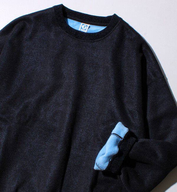 GLOSTER「【DISCUS】UNISEX インレイ裏シャギーボンディング配色 クループルオーバー」|スウェット・ジャージ|ブラック