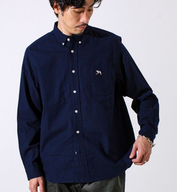 GLOSTER「【定番フレブルシリーズ】フレンチブルドッグ刺繍 ボタンダウンネルシャツ」|シャツ・ブラウス|