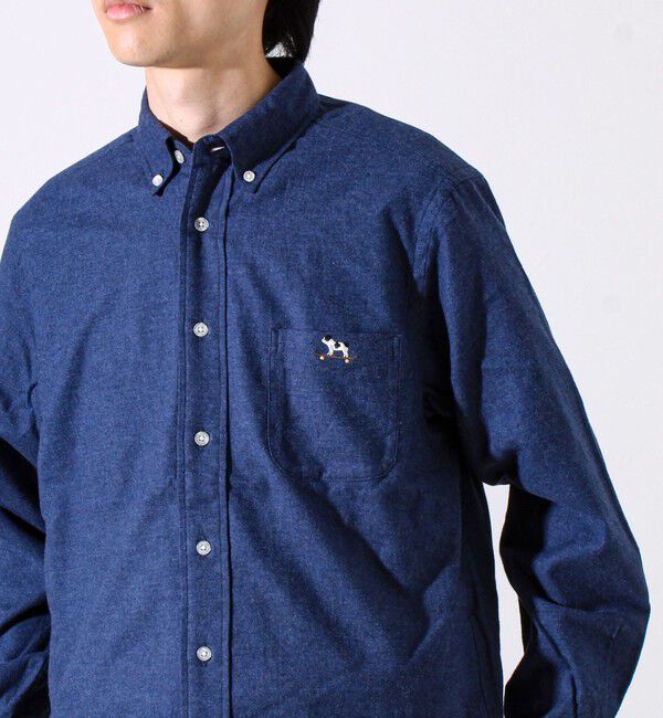 GLOSTER「【定番フレブルシリーズ】フレンチブルドッグ刺繍 ボタンダウンネルシャツ」|シャツ・ブラウス|