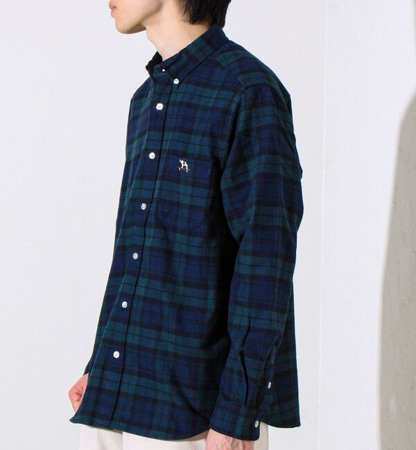 GLOSTER「【定番フレブルシリーズ】フレンチブルドッグ刺繍 ボタンダウンネルシャツ」|シャツ・ブラウス|