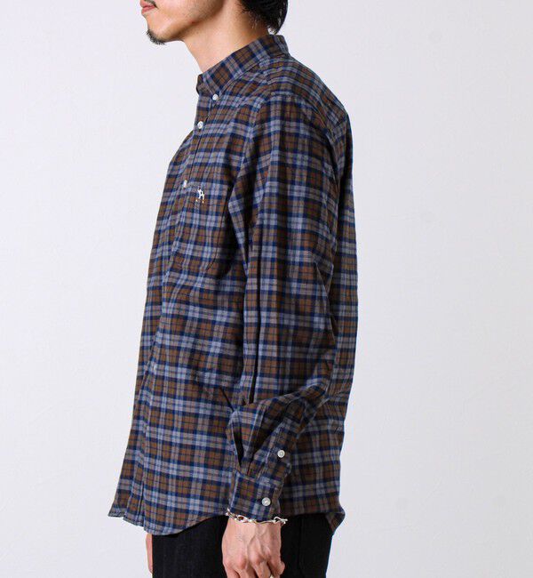 GLOSTER「【定番フレブルシリーズ】フレンチブルドッグ刺繍 ボタンダウンネルシャツ」|シャツ・ブラウス|