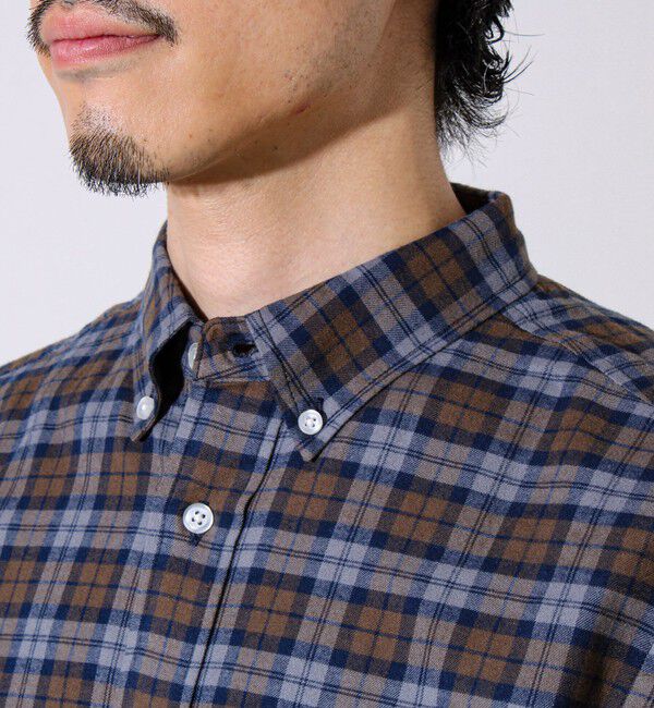 GLOSTER「【定番フレブルシリーズ】フレンチブルドッグ刺繍 ボタンダウンネルシャツ」|シャツ・ブラウス|