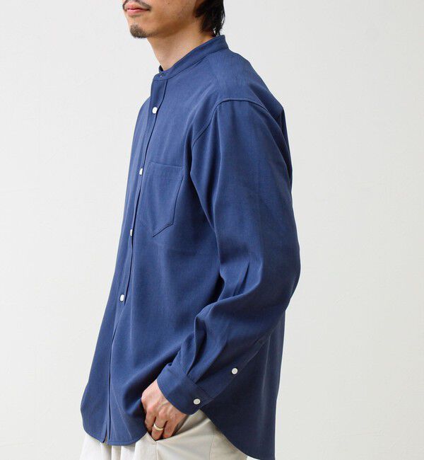 GLOSTER「【きれい見えラク素材】crunchyバンドカラーシャツ」|シャツ・ブラウス|