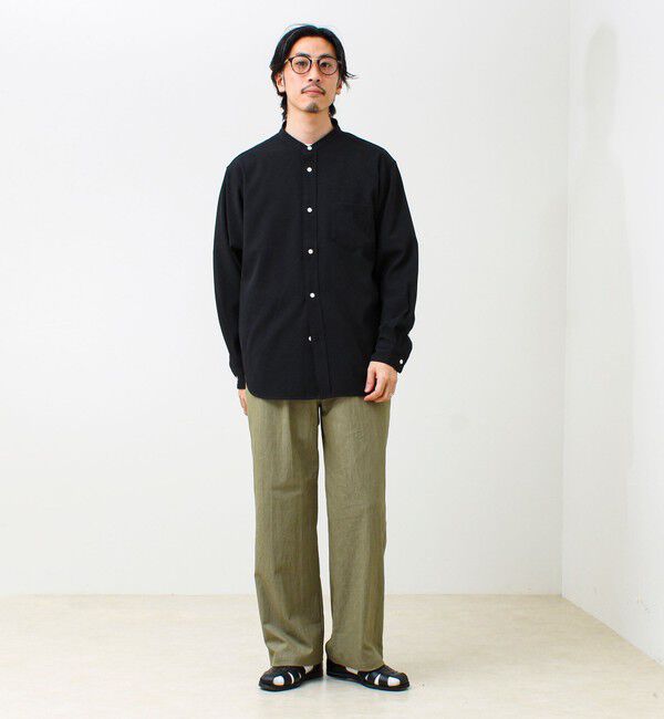 GLOSTER「【きれい見えラク素材】crunchyバンドカラーシャツ」|シャツ・ブラウス|