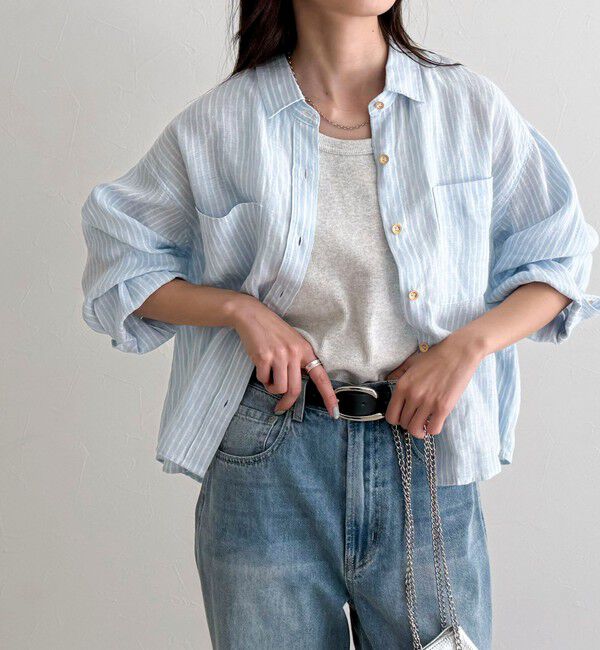 fredy emue「LINEN100 クロップドシャツ」|シャツ・ブラウス|