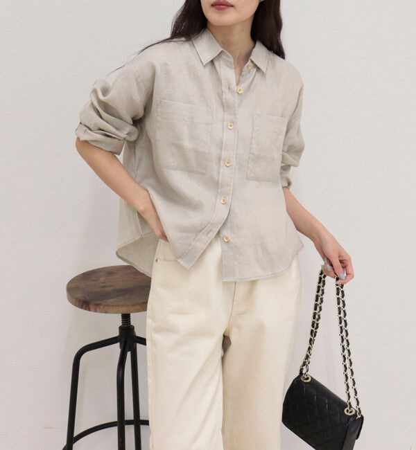 fredy emue「LINEN100 クロップドシャツ」|シャツ・ブラウス|ベージュ