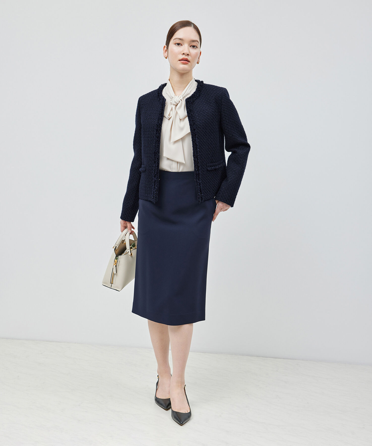 ROPE「トリアセテートダブルクロス タイトスカート【セレモニー/通勤対応】【洗える】」|スカート|