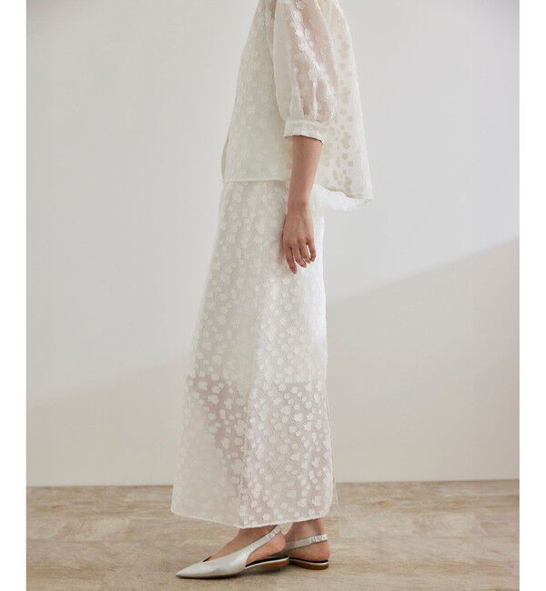 ROPE「【洗える】【WEB・一部店舗限定】フラワージャガードスカート/セットアップ対応」|スカート|