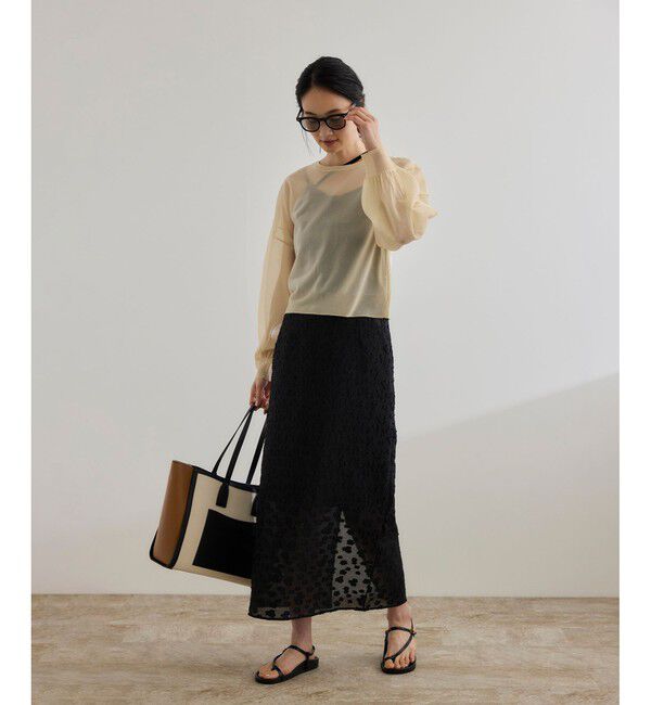 ROPE「【洗える】【WEB・一部店舗限定】フラワージャガードスカート/セットアップ対応」|スカート|