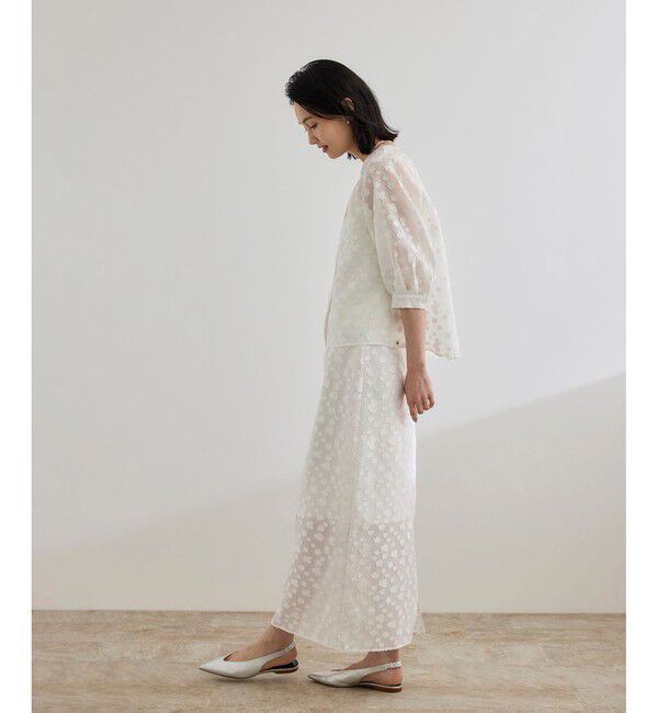 ROPE「【洗える】【WEB・一部店舗限定】フラワージャガードスカート/セットアップ対応」|スカート|