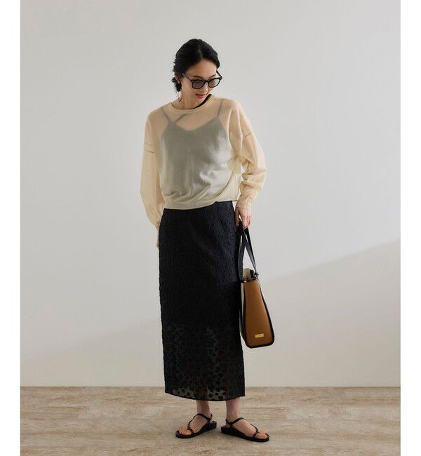 ROPE「【洗える】【WEB・一部店舗限定】フラワージャガードスカート/セットアップ対応」|スカート|