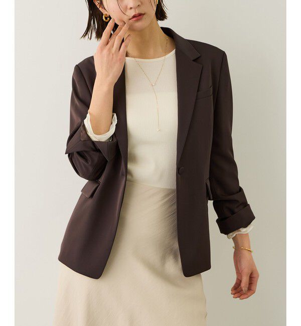ROPE「ウエストシェイプ ベルテッドシングルジャケット/セットアップ対応」|テーラードジャケット|