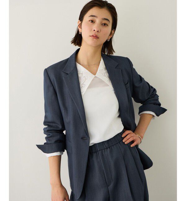 ROPE「ウエストシェイプ ベルテッドシングルジャケット/セットアップ対応」|テーラードジャケット|ネイビー(40)