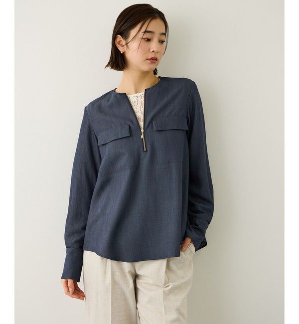 ROPE「フロントジップブラウス/イージーケア・セットアップ対応」|シャツ・ブラウス|
