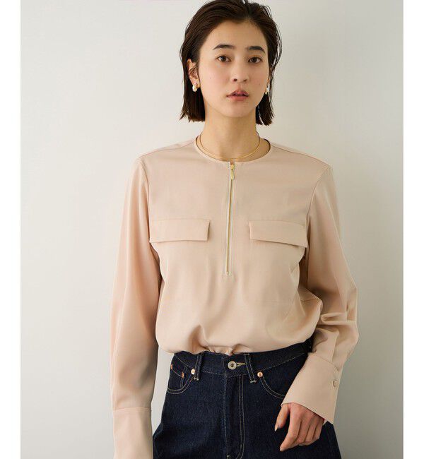 ROPE「フロントジップブラウス/イージーケア・セットアップ対応」|シャツ・ブラウス|