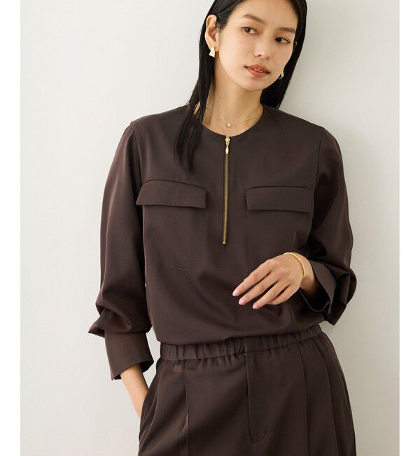 ROPE「フロントジップブラウス/イージーケア・セットアップ対応」|シャツ・ブラウス|