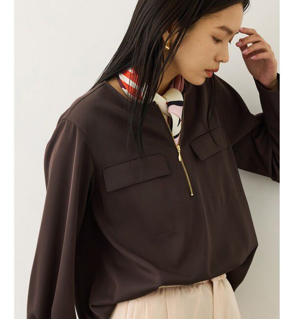 ROPE「フロントジップブラウス/イージーケア・セットアップ対応」|シャツ・ブラウス|