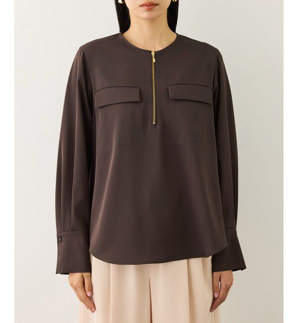 ROPE「フロントジップブラウス/イージーケア・セットアップ対応」|シャツ・ブラウス|