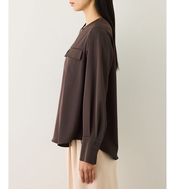 ROPE「フロントジップブラウス/イージーケア・セットアップ対応」|シャツ・ブラウス|