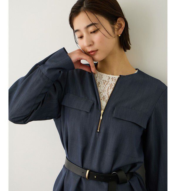 ROPE「フロントジップブラウス/イージーケア・セットアップ対応」|シャツ・ブラウス|