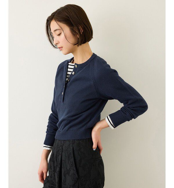 ROPE「ヘンリーネックラグランスリーブニットプルオーバー/イージーケア」|ニット・セーター|