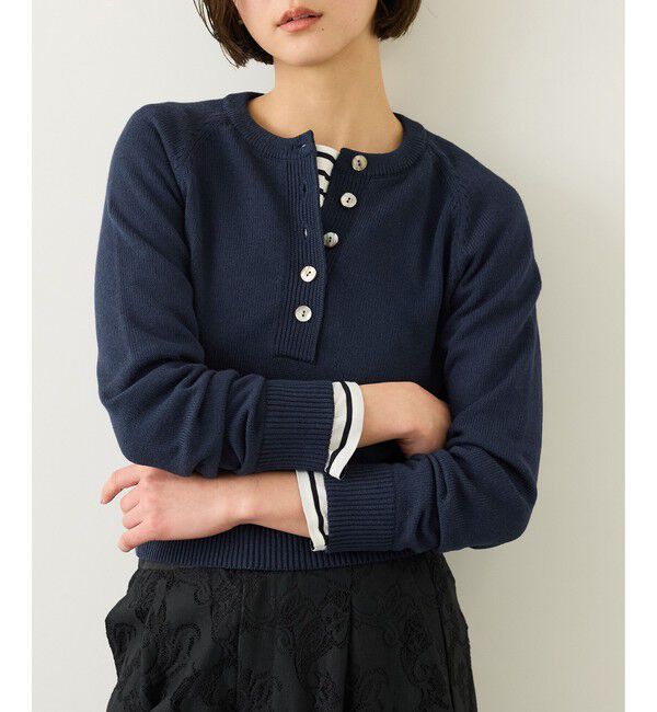 ROPE「ヘンリーネックラグランスリーブニットプルオーバー/イージーケア」|ニット・セーター|