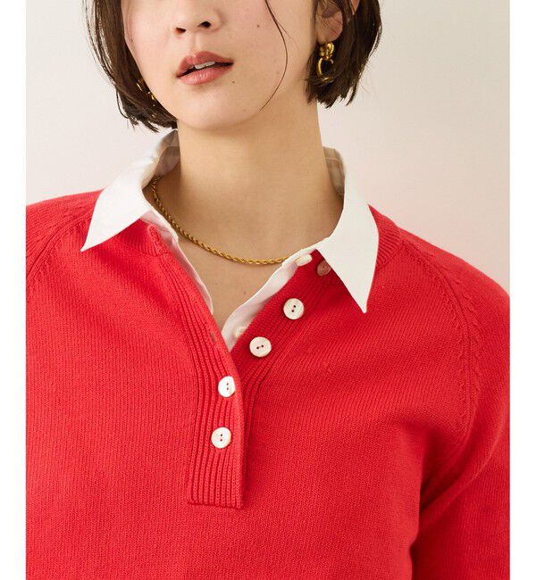 ROPE「ヘンリーネックラグランスリーブニットプルオーバー/イージーケア」|ニット・セーター|