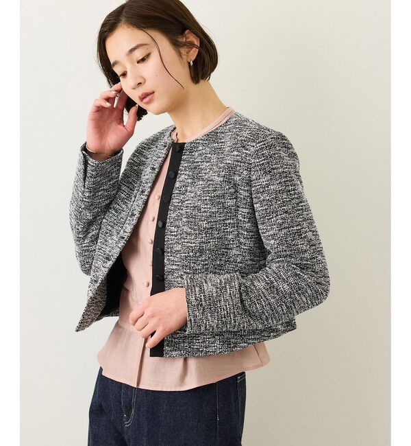 ROPE「ツイードノーカラージャケット」|ノーカラージャケット|