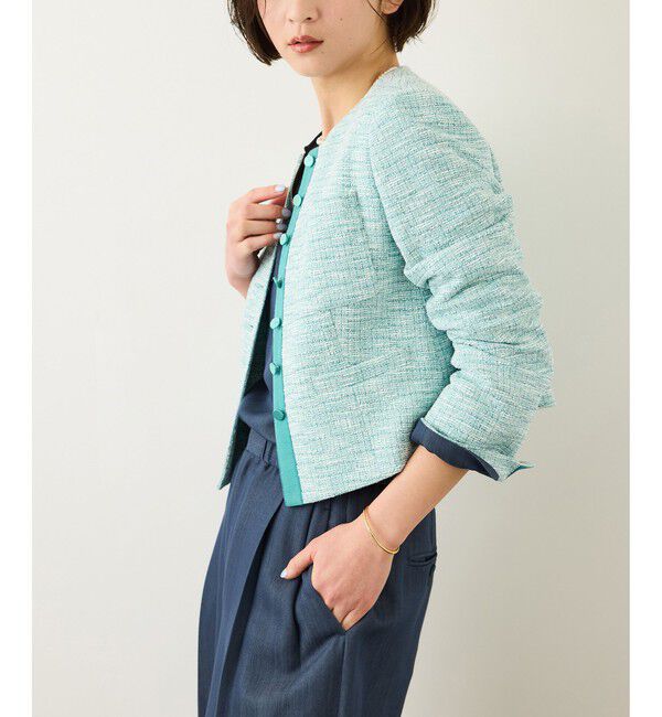 ROPE「ツイードノーカラージャケット」|ノーカラージャケット|