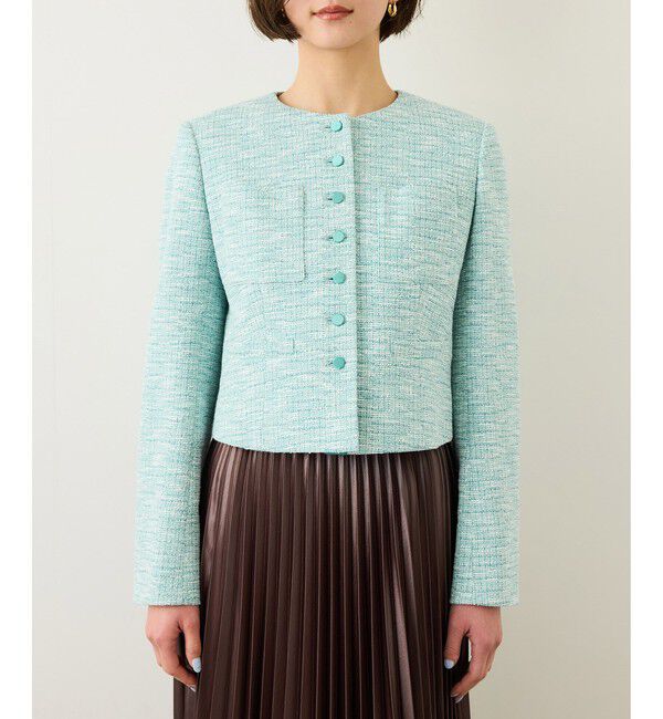 ROPE「ツイードノーカラージャケット」|ノーカラージャケット|