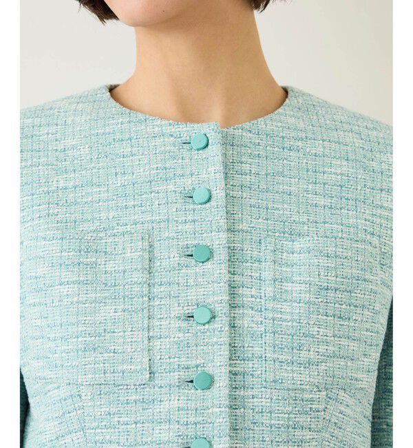 ROPE「ツイードノーカラージャケット」|ノーカラージャケット|