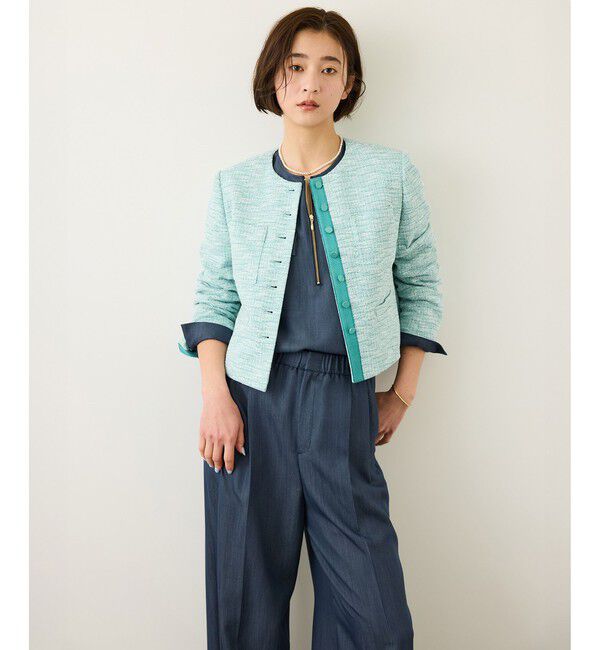 ROPE「ツイードノーカラージャケット」|ノーカラージャケット|
