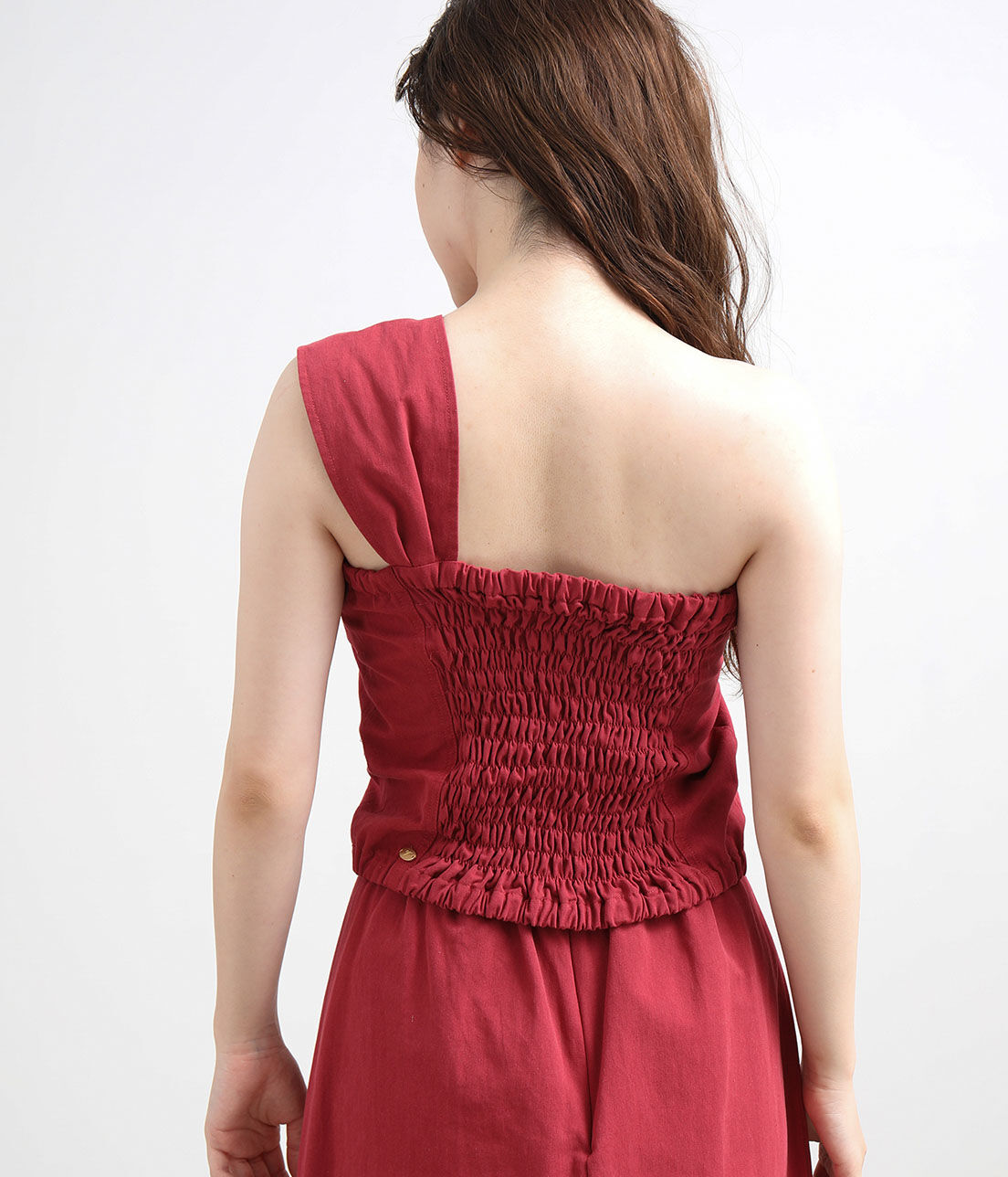 VIS「【セットアップ対応】麻混ワンショルダーねじれビスチェ」|その他|