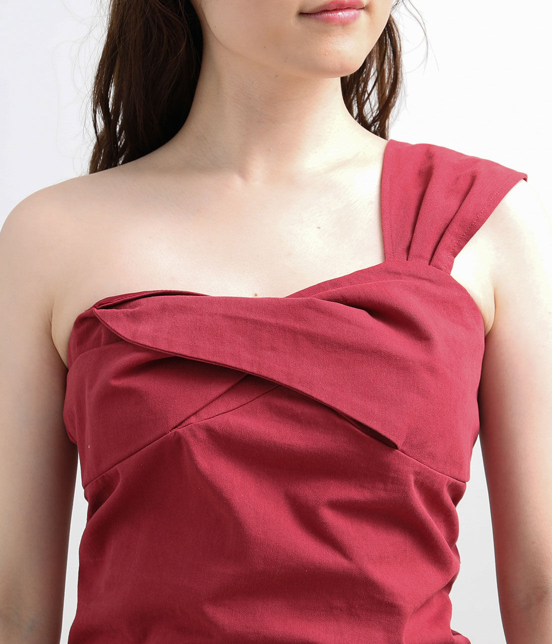 VIS「【セットアップ対応】麻混ワンショルダーねじれビスチェ」|その他|